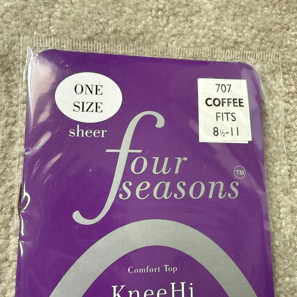 Lot of 2 Four Seasons Sheer KneeHi Comfort Top Stockings, Coffee, Nylon Socks